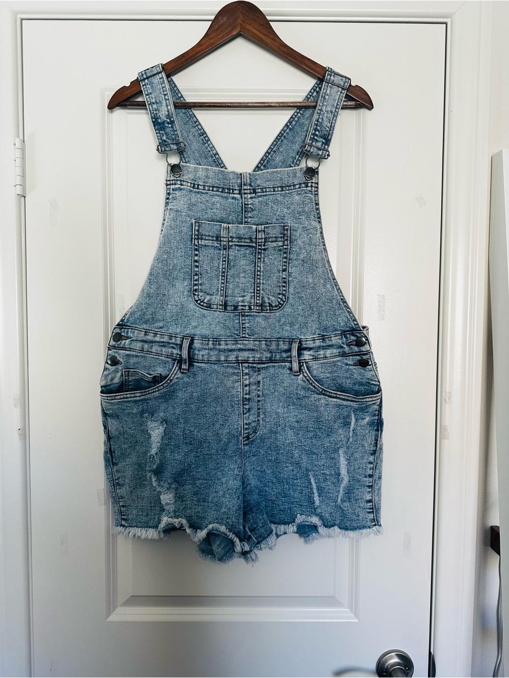 VENUS Light Blue Denim Short Overalls Romper